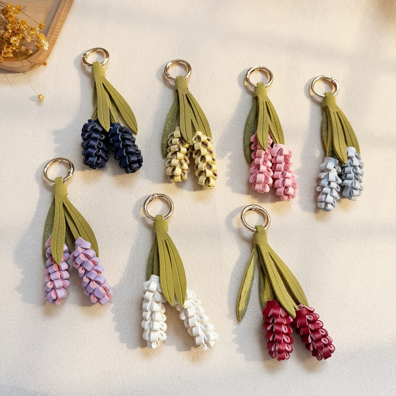 Lavender Handmade Leather keychain