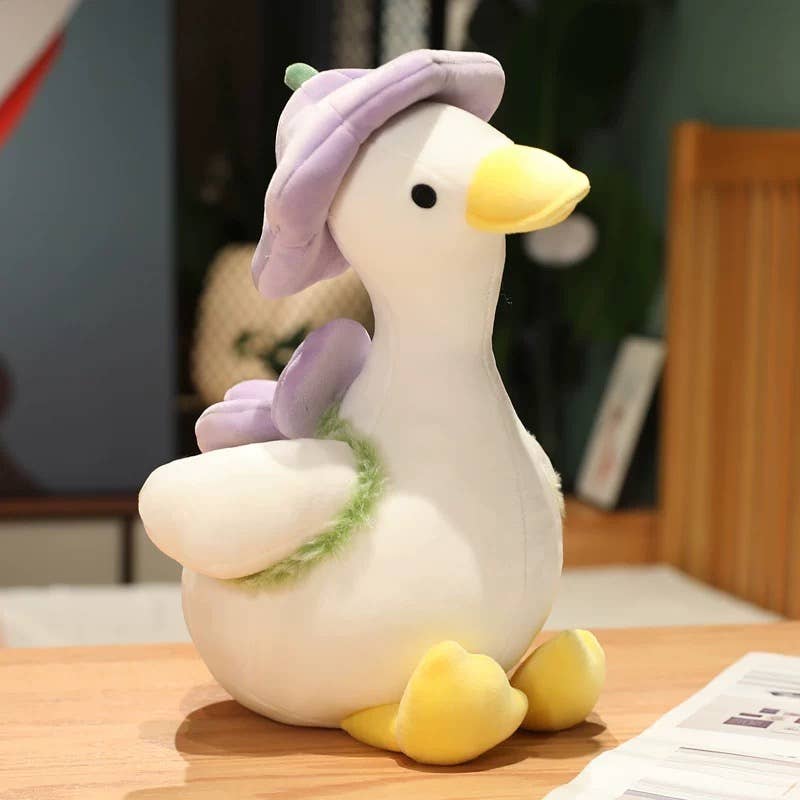 14" Sitting Duck with Hat Plush