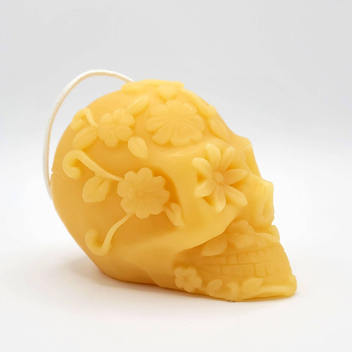 Beeswax Candle- Flower Skull