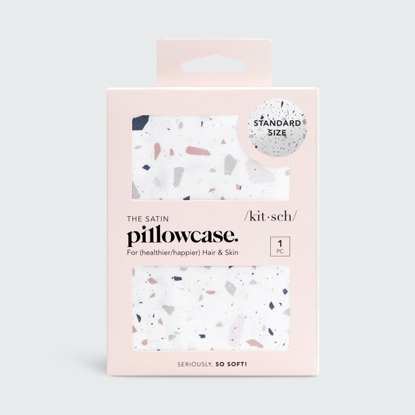 Kitsch | Satin Pillowcase | White Terrazzo