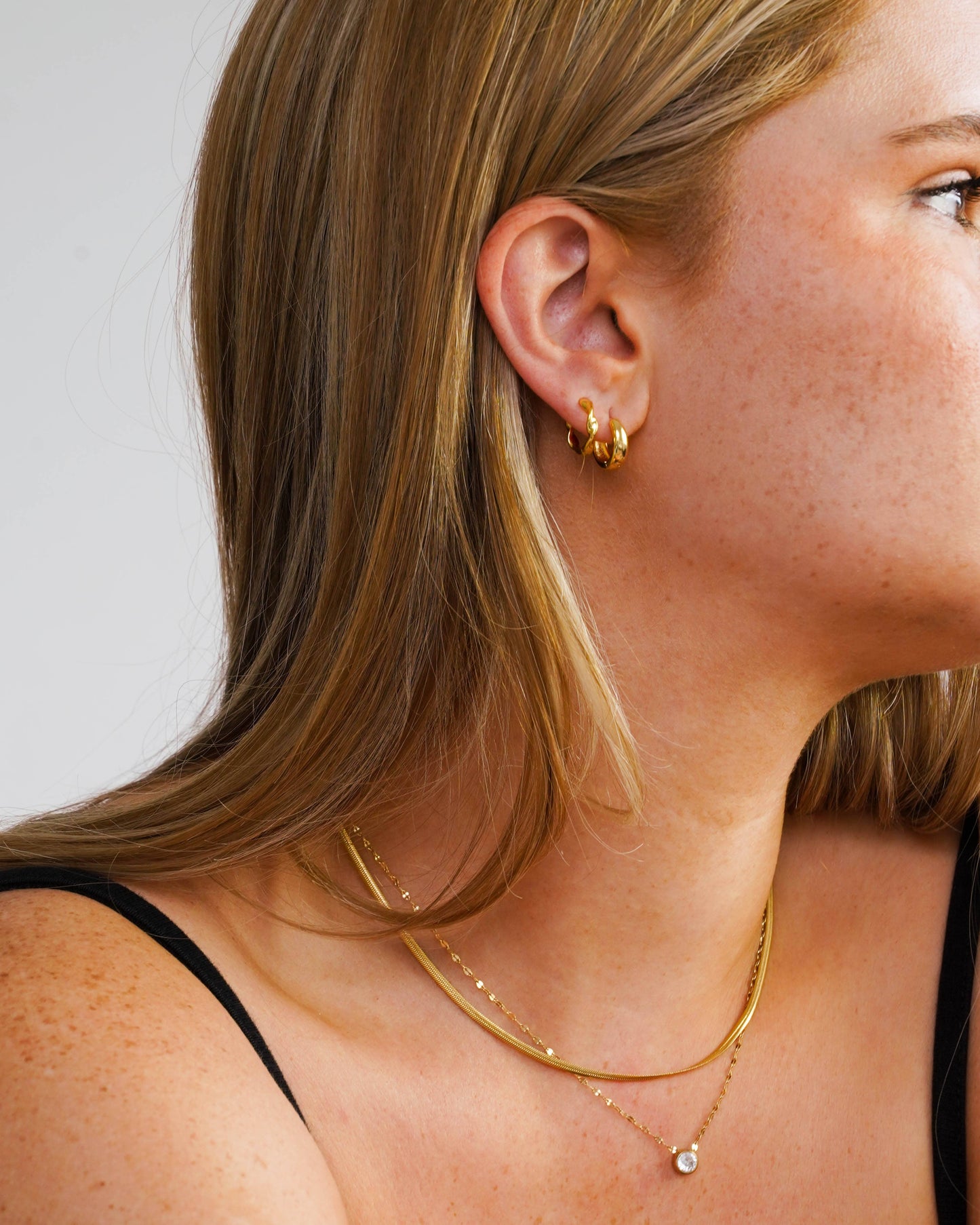 Rory Twist and Thick Gold - Set of Two Hoops
