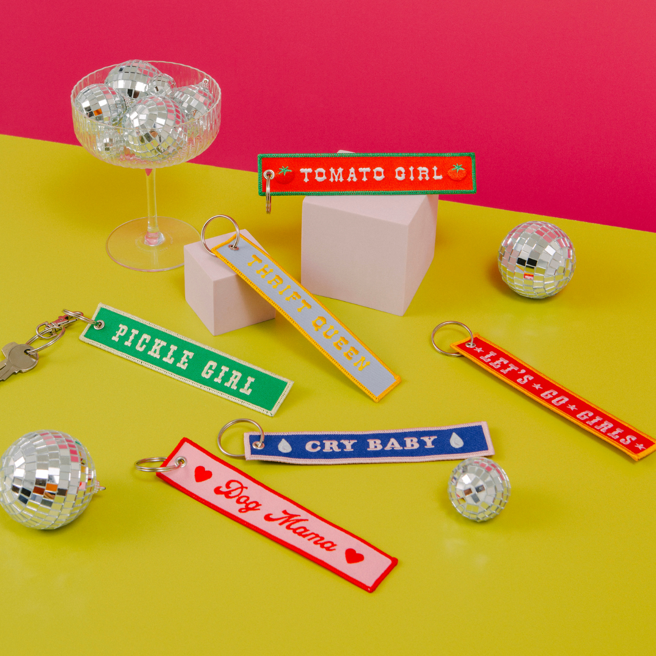 Let’s Go Girls Embroidered Keychain