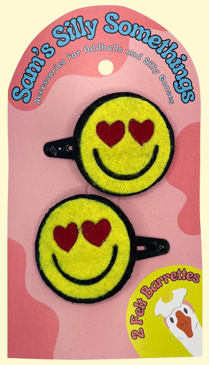 Heart Eye Barrettes | Felt Barrettes | Hair Accessories