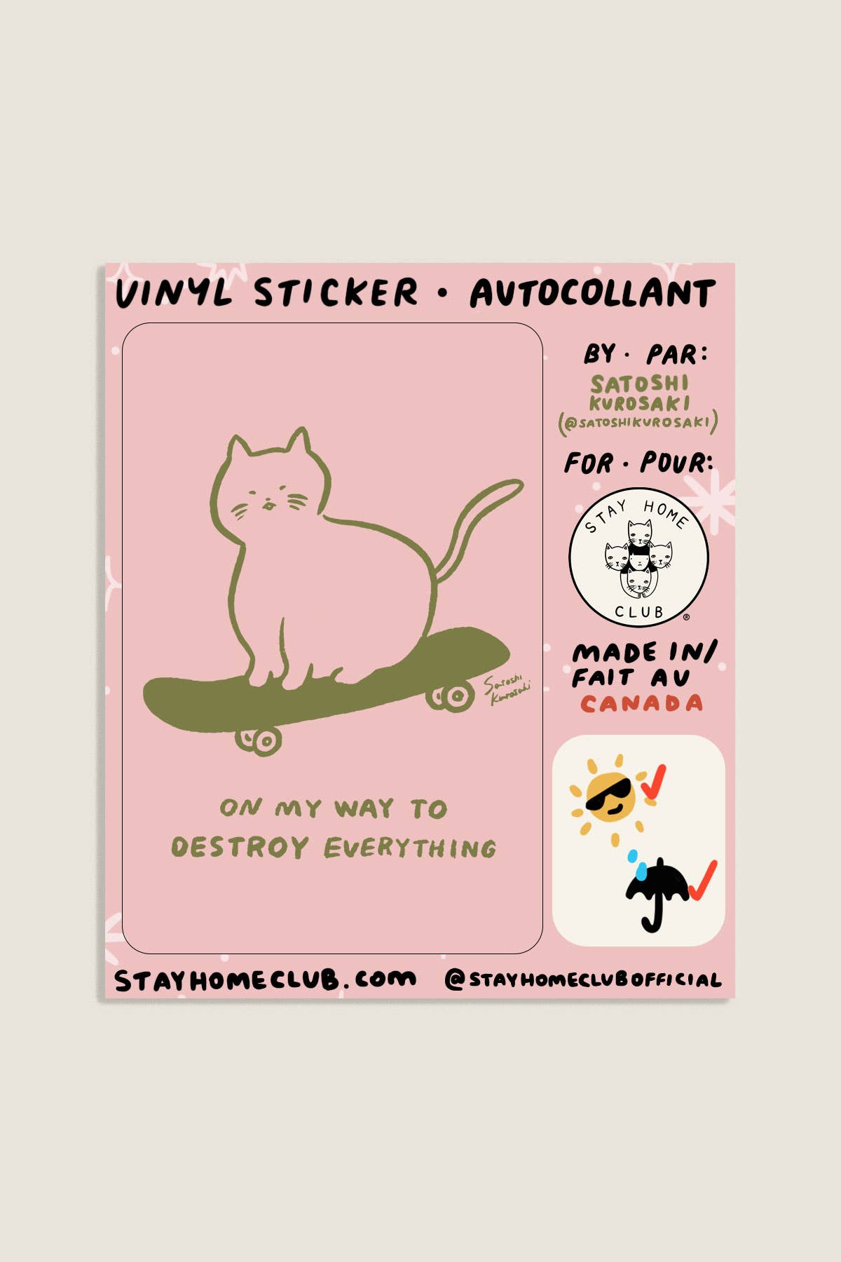 Sk8 Cat Vinyl Sticker