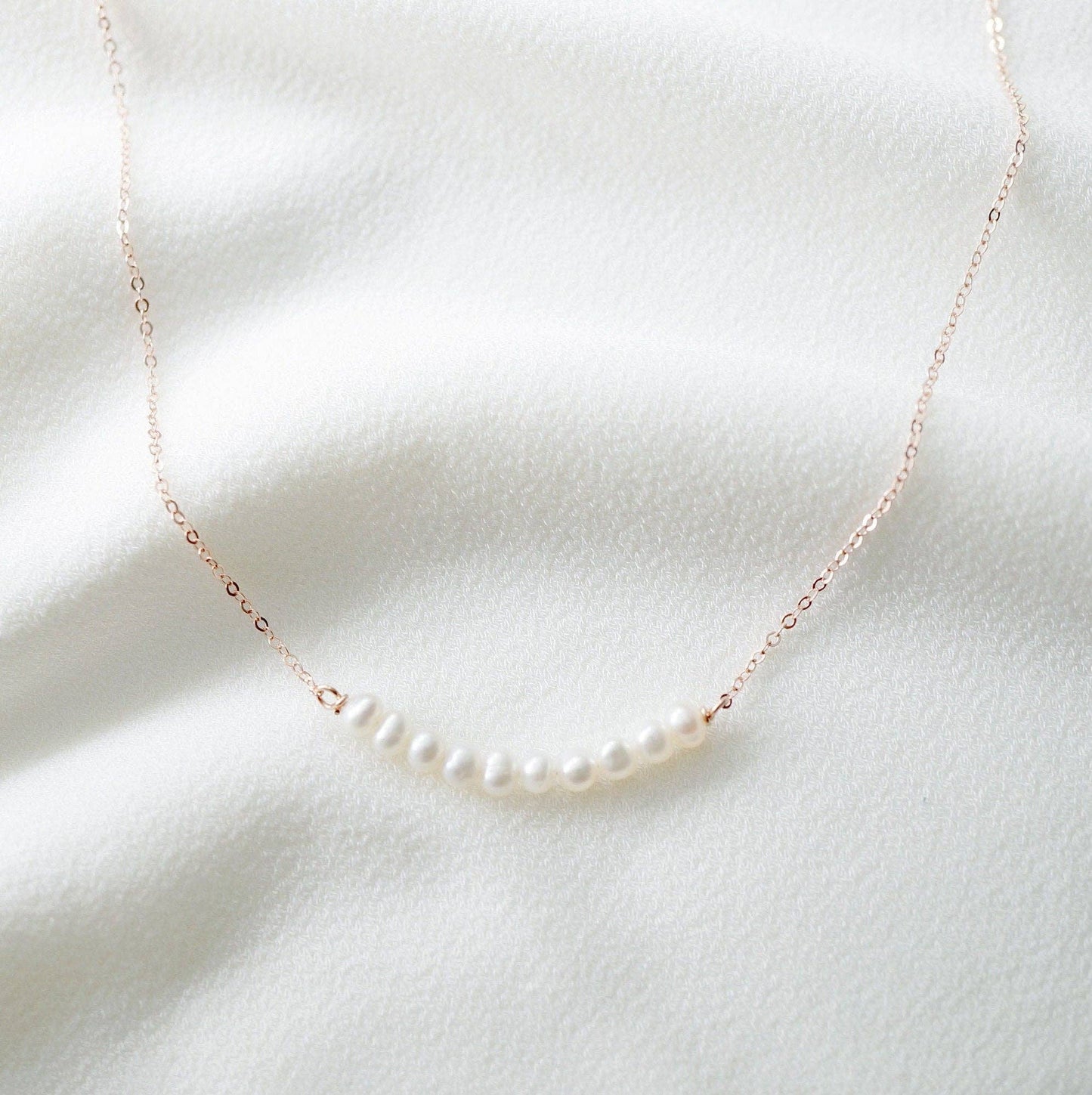 Hunter and Trove- Freshwater Pearls on 14K Rose Gold fill Necklace (Grace)