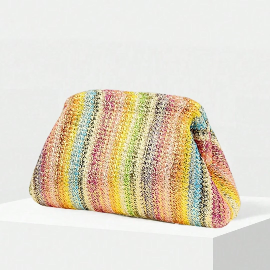Woven Rainbow Stripe Clutch