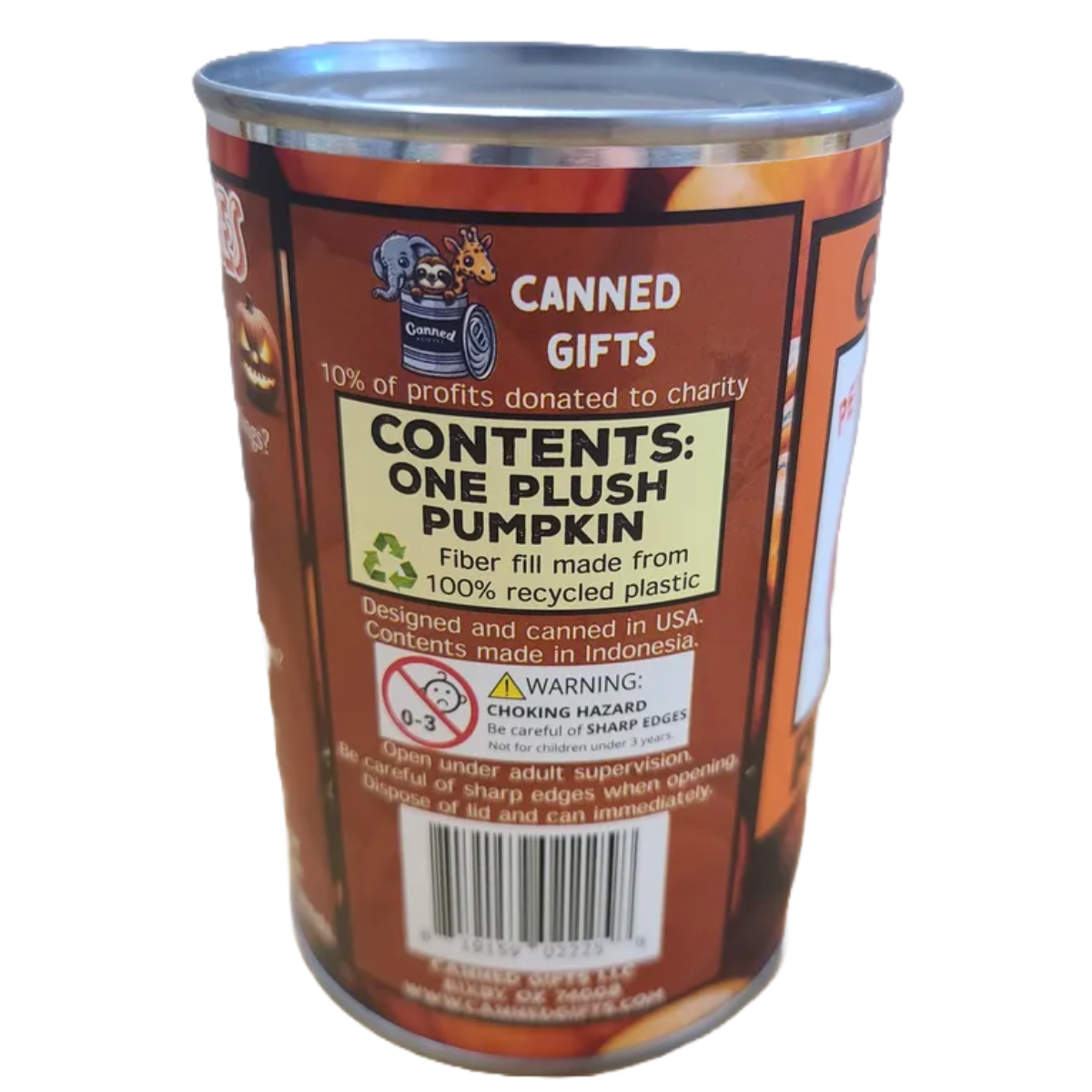 Canned Pumpkin - Fall Jack 'o Lantern Plush Gift in Can