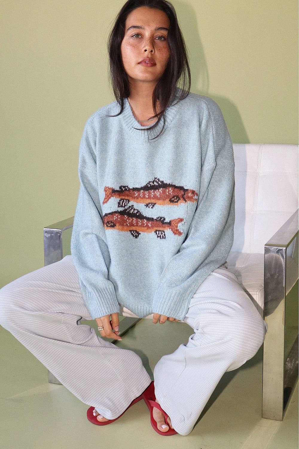 Trout Graphic Knit Sweater