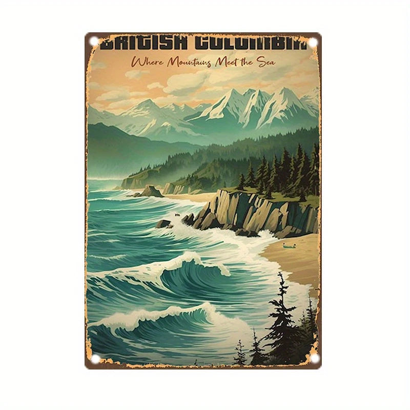 Where Mountain Meets Sea Ocean & Mountain Wall Art Metal Sign