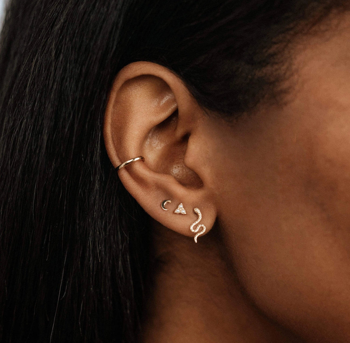 Bluboho Everyday Little Crescent Moon Earrings 14k