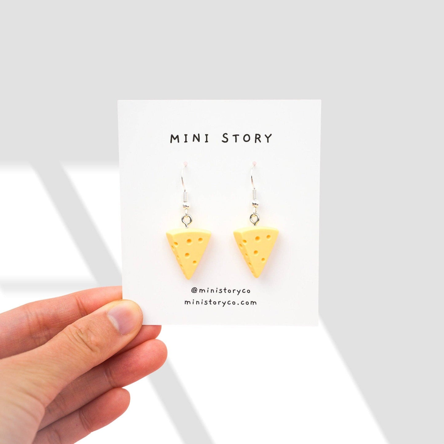 Swiss Cheese Dangle Earrings | Cheese Slice Earrings | Cheese Wedge Earrings | Miniature Jewellery | Silver Drop Earrings | Cheese Earrings