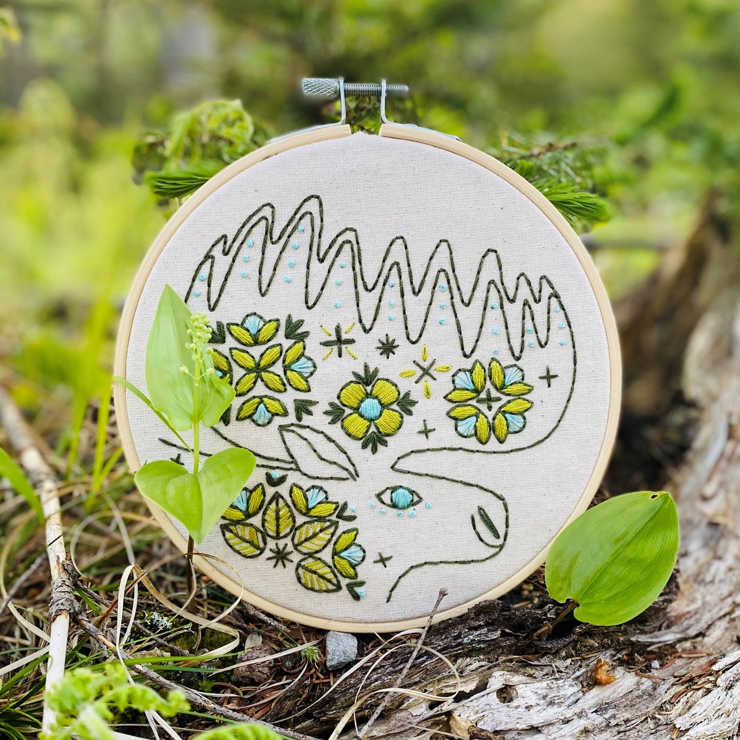 Hook, Line & Tinker - Folk Moose Complete Embroidery Kit - Colour