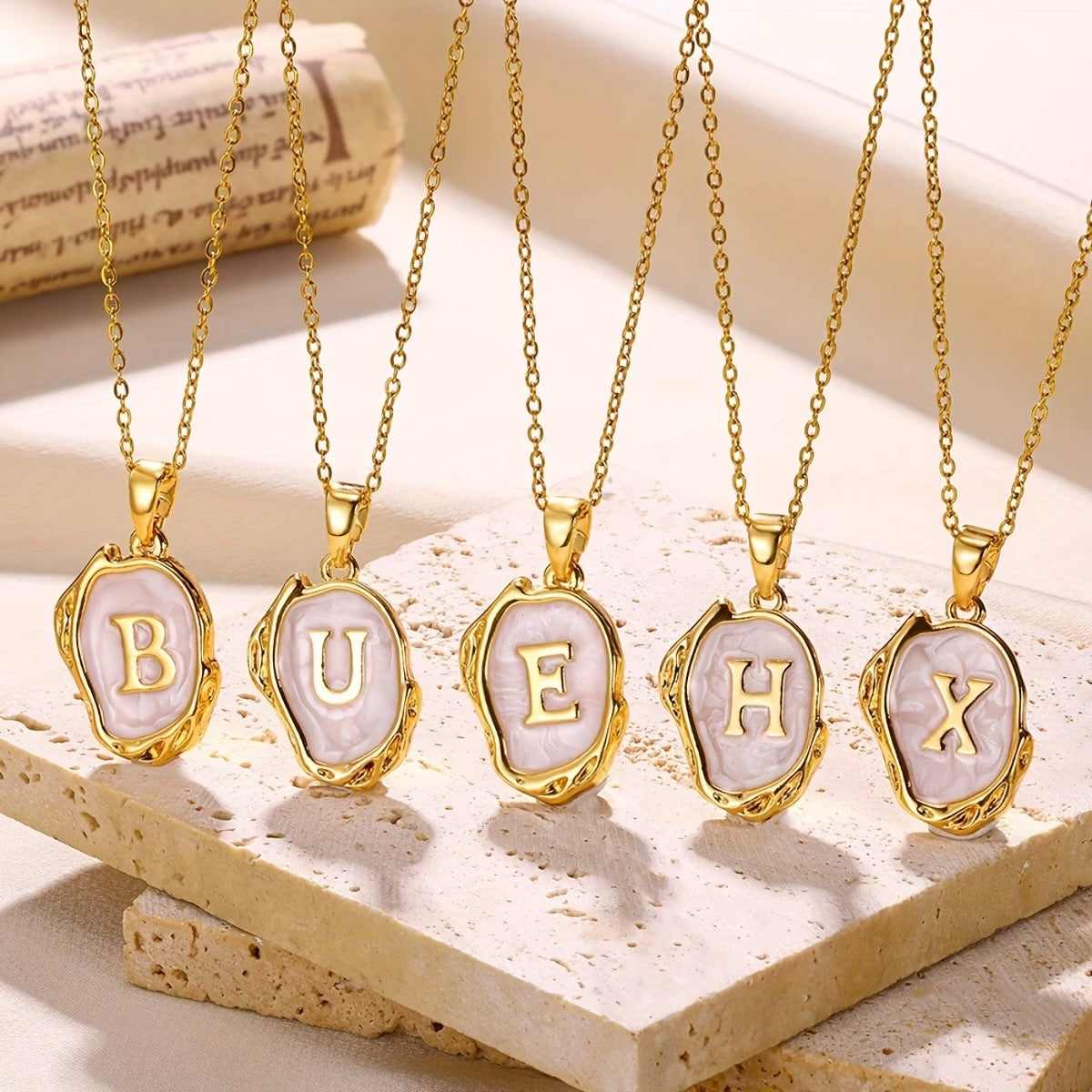Pearl initial necklace