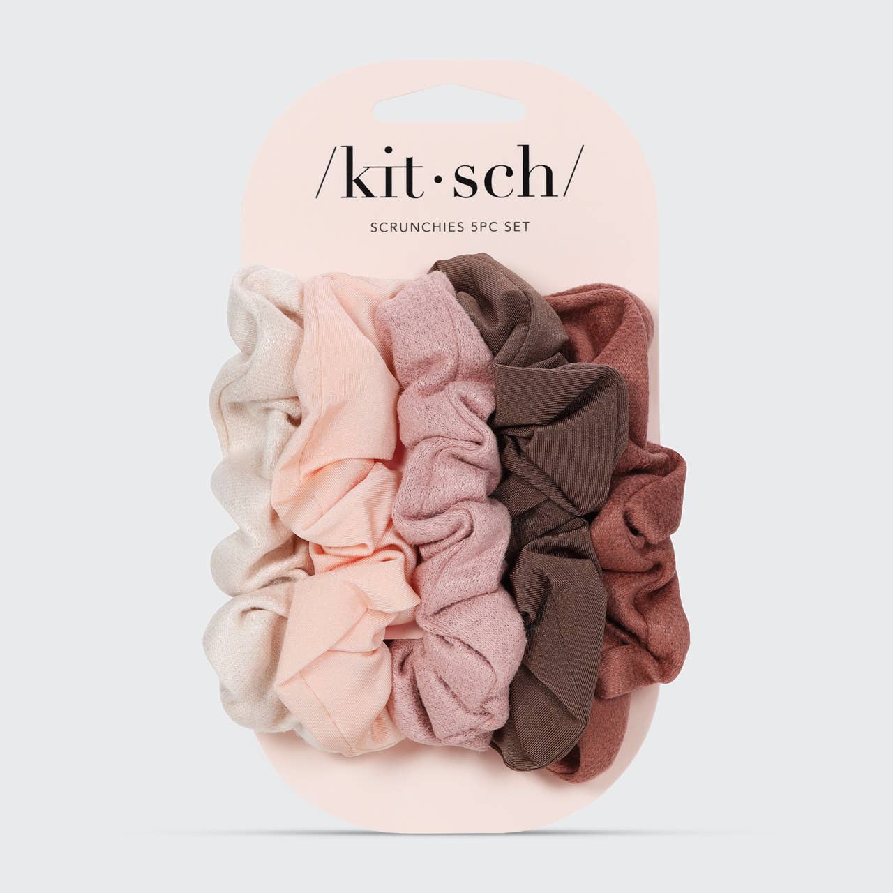 Kitsch- Assorted Textured Scrunchies 5pc Set - Terracotta