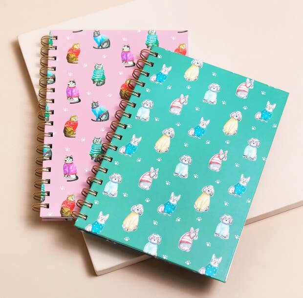 Pink Cat Print Notebook