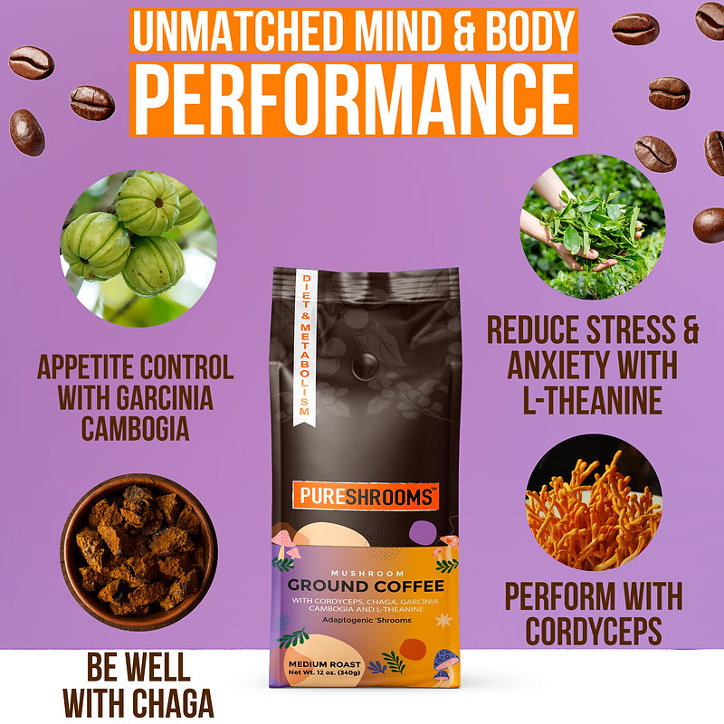 PureShrooms Energize Mushroom Ground Coffee