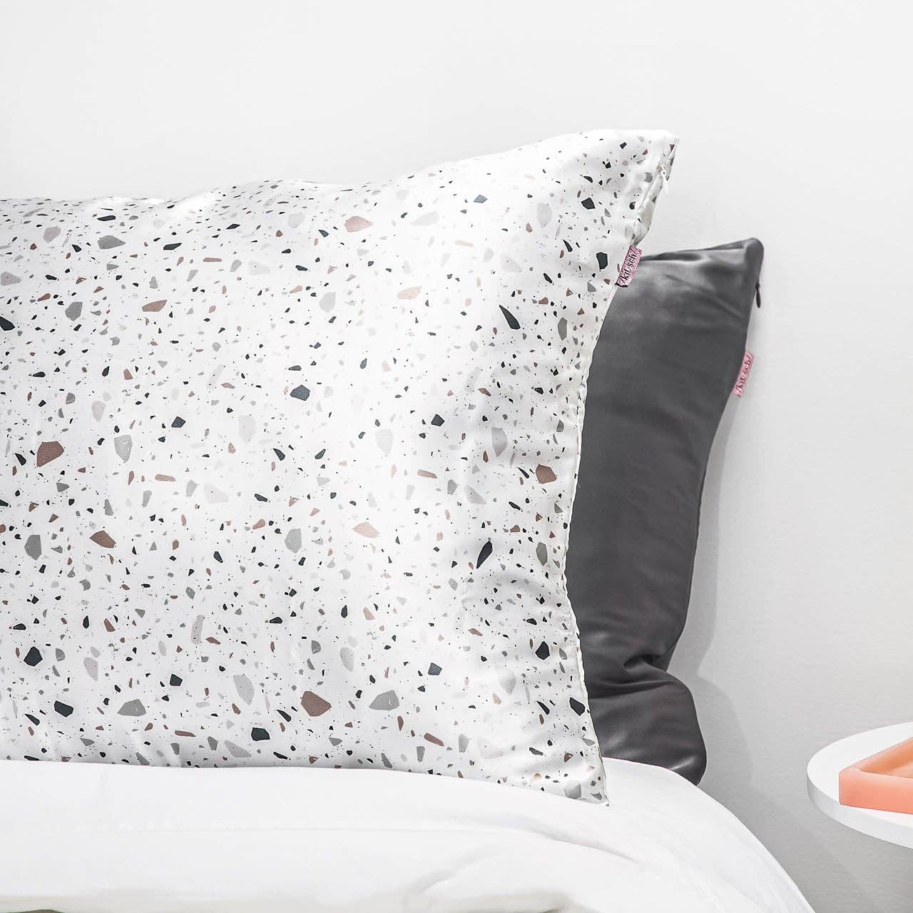 Kitsch | Satin Pillowcase | White Terrazzo