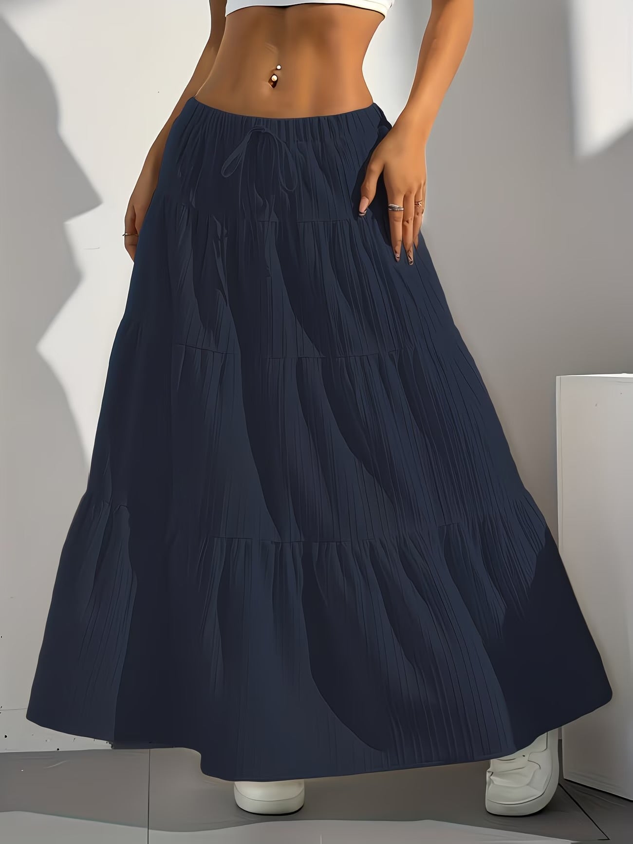 Tiered Maxi Skirt - Blue