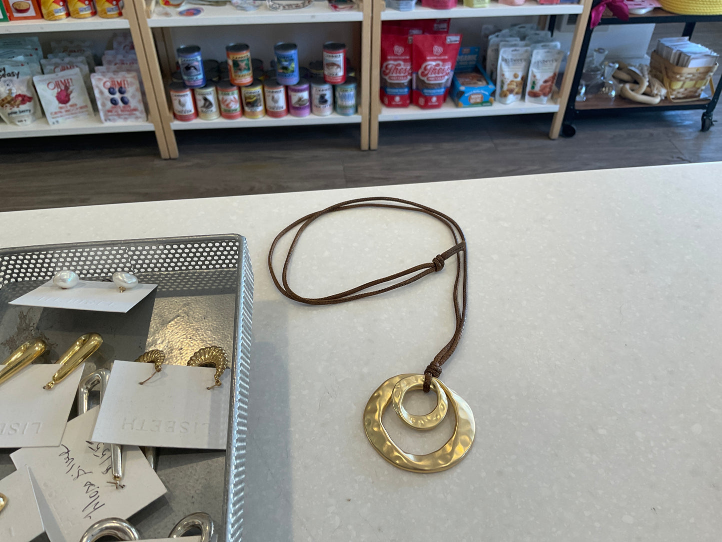 Geometric Gold Rings Necklace