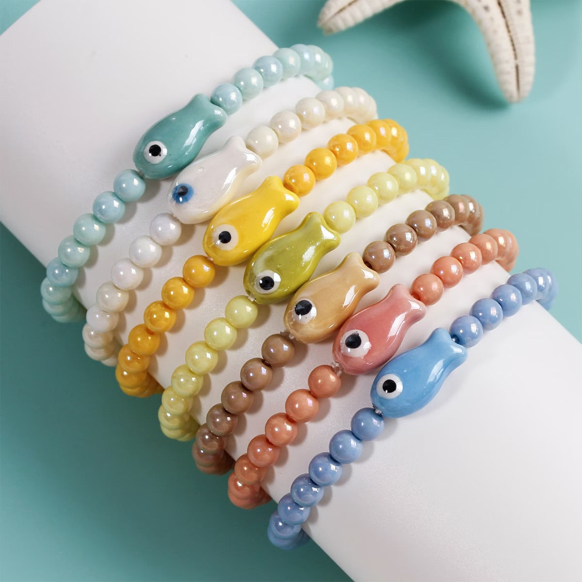 Ceramic Beaded Fish Bracelet