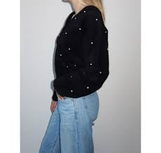 Brunette the Label - Mini Pearl Cardigan BLK