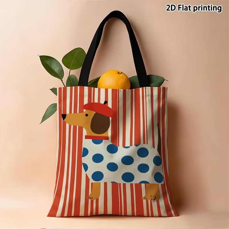 Polka Dot Dog Pattern Tote Bag