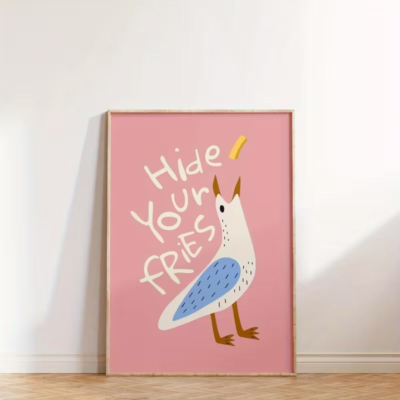Hide Your Fries Seagull Poster