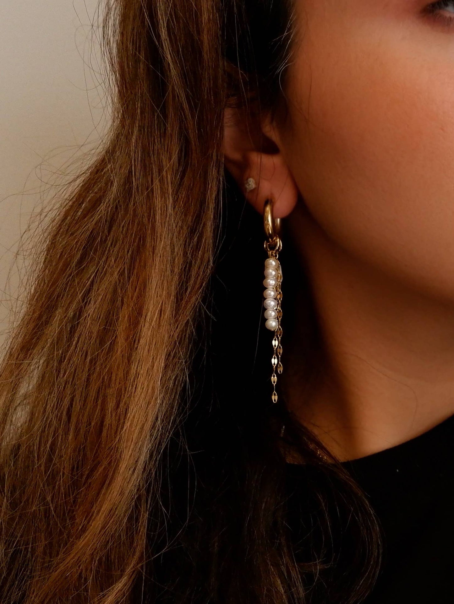 Lily Hoop with Pearl Dangles