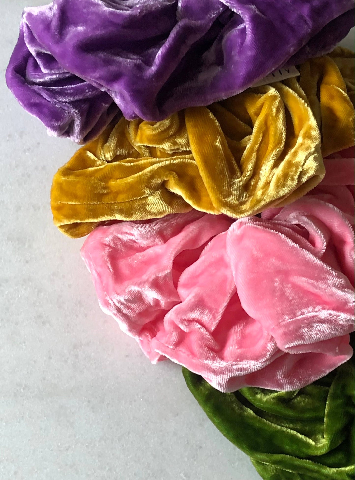 Billy Bamboo SILK VELVET SCRUNCHIES - crystal bright