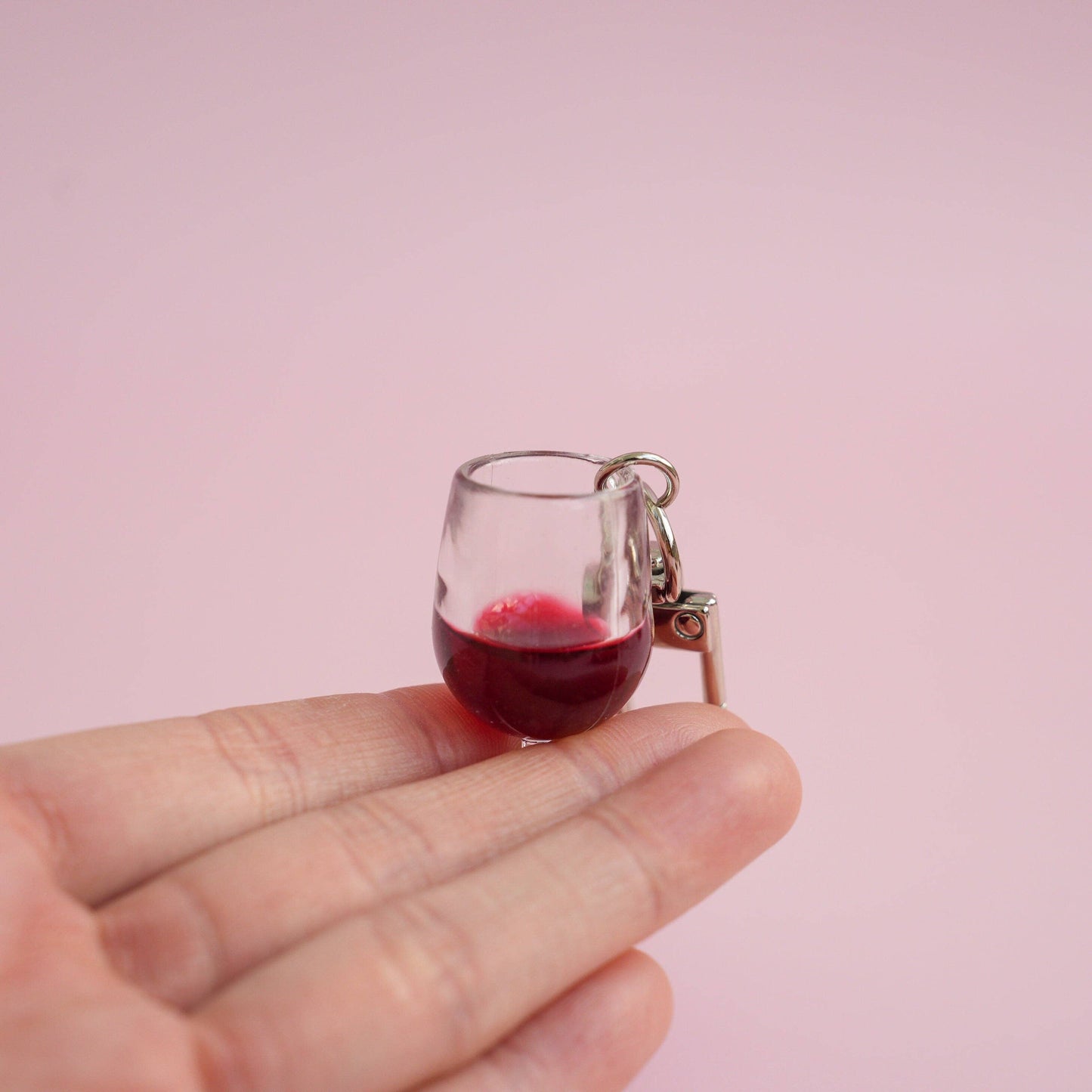 Glass of Red Wine Keychain | Wine Lover Gift | Miniature Food Key Chain | Drinks Keyring | Cute Accessories