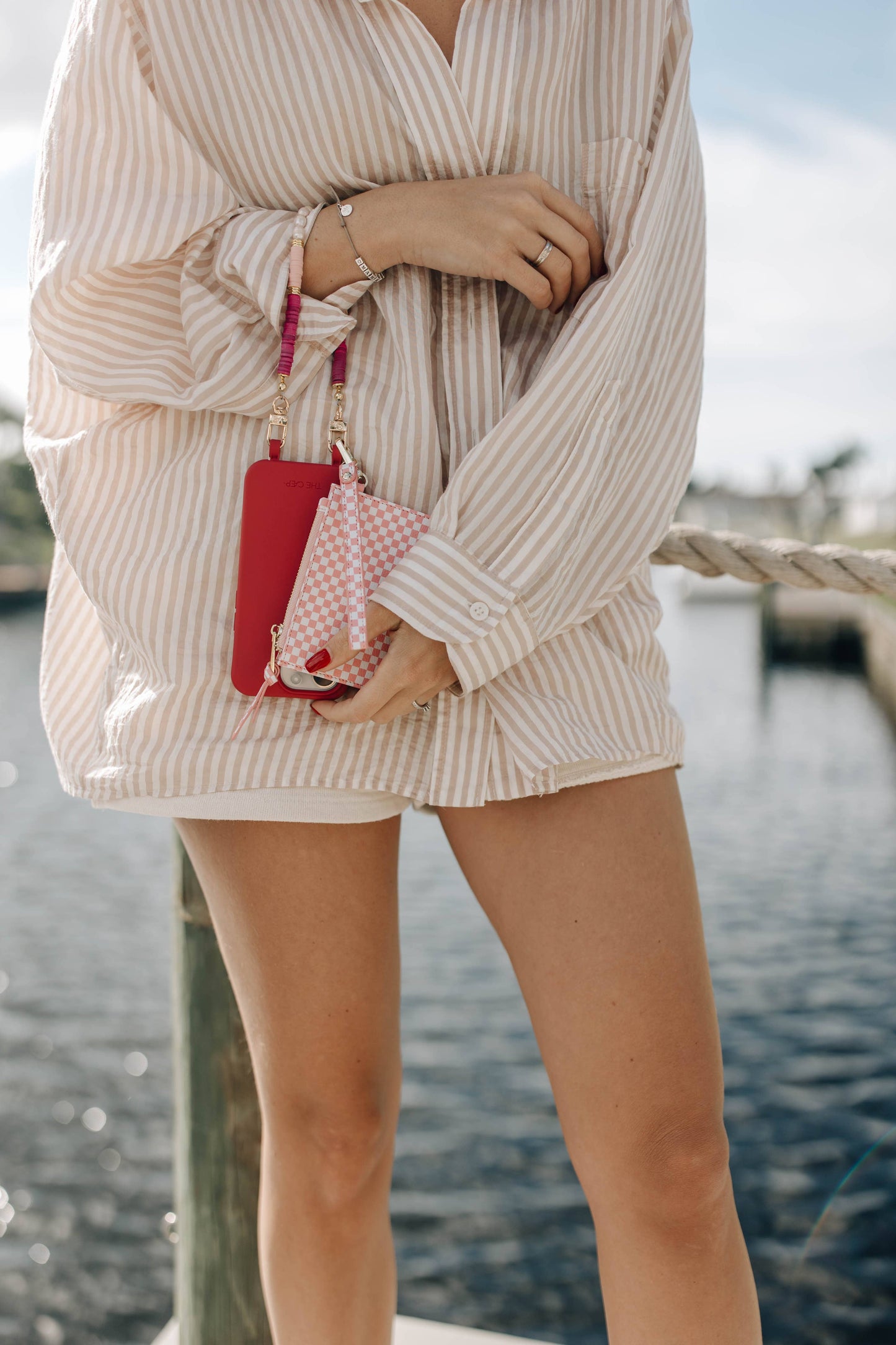 The Caep Pink Checkered Snap Wallet