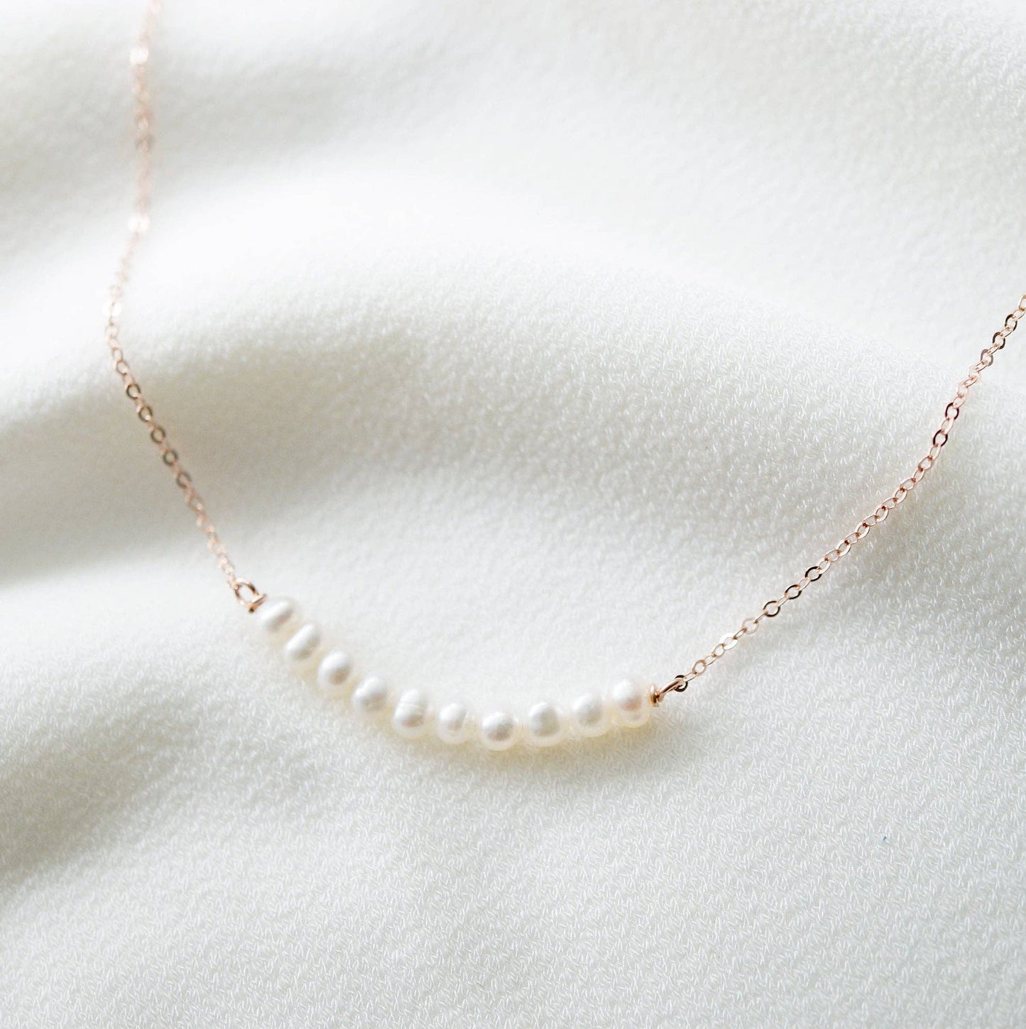 Hunter and Trove- Freshwater Pearls on 14K Rose Gold fill Necklace (Grace)