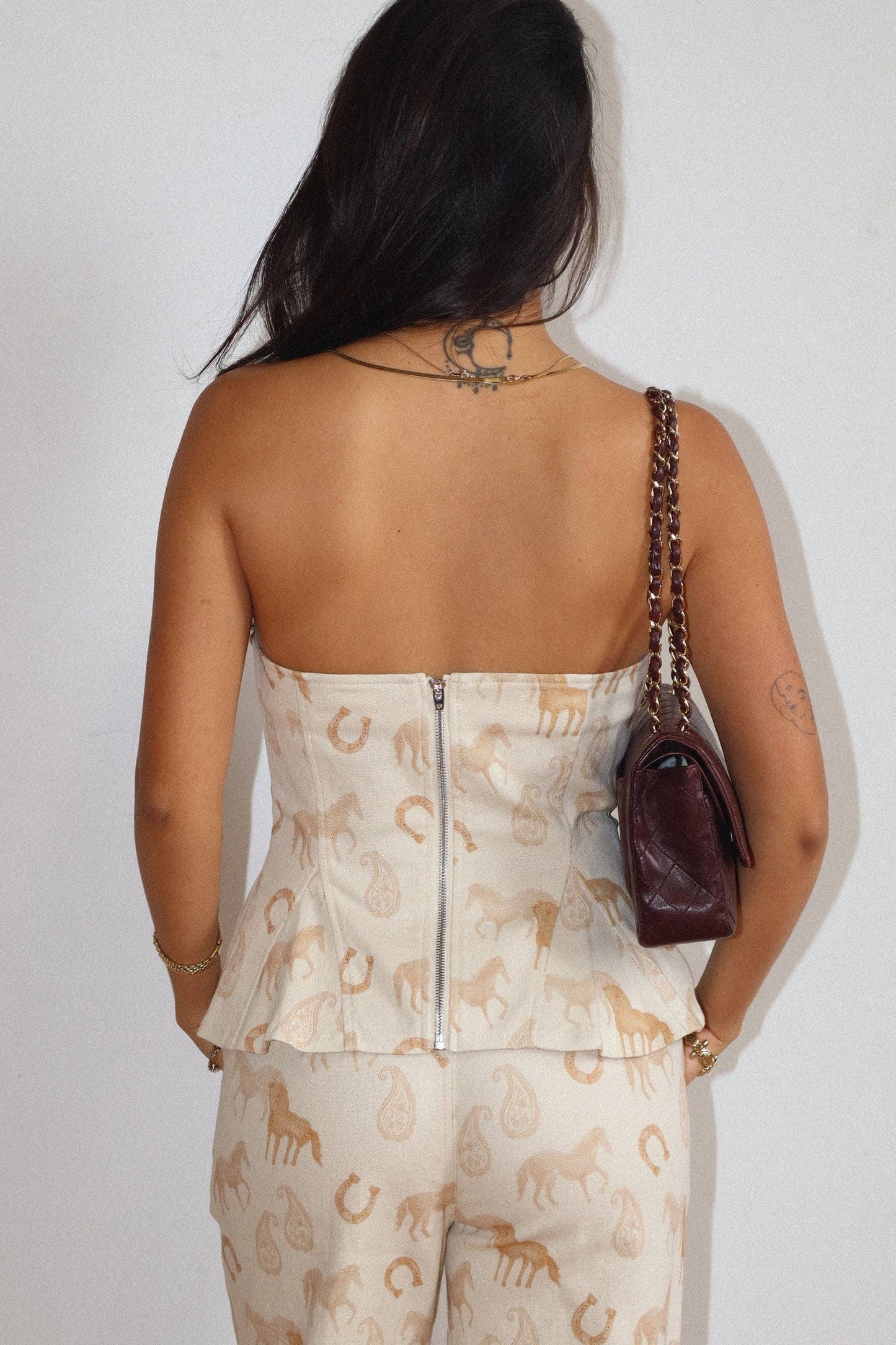 Horseshoe Print Strapless Top