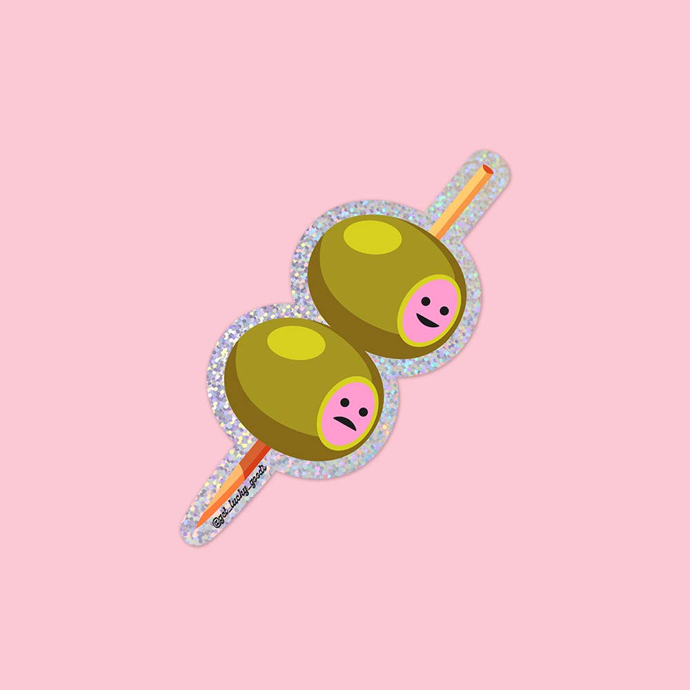 Happy/Sad Olives - Glitter Vinyl Sticker