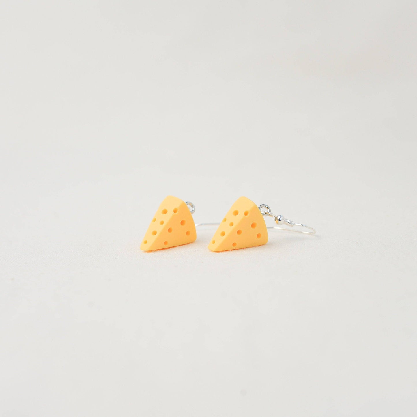 Swiss Cheese Dangle Earrings | Cheese Slice Earrings | Cheese Wedge Earrings | Miniature Jewellery | Silver Drop Earrings | Cheese Earrings