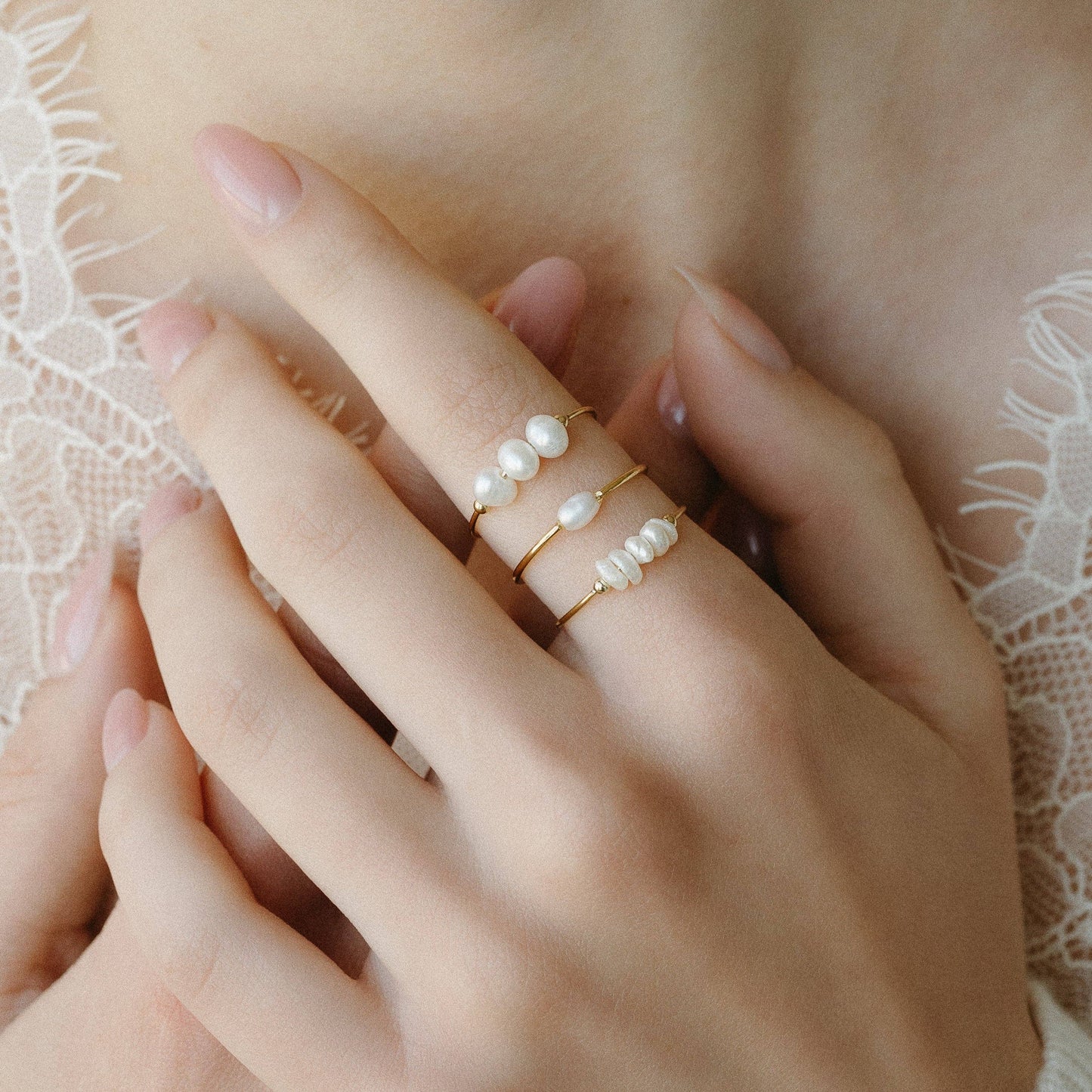 Luna Trio Pearl Ring