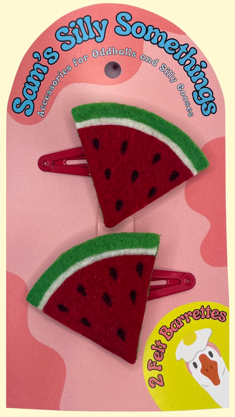Watermelon Barrettes | Felt Barrettes | Hair Accessories