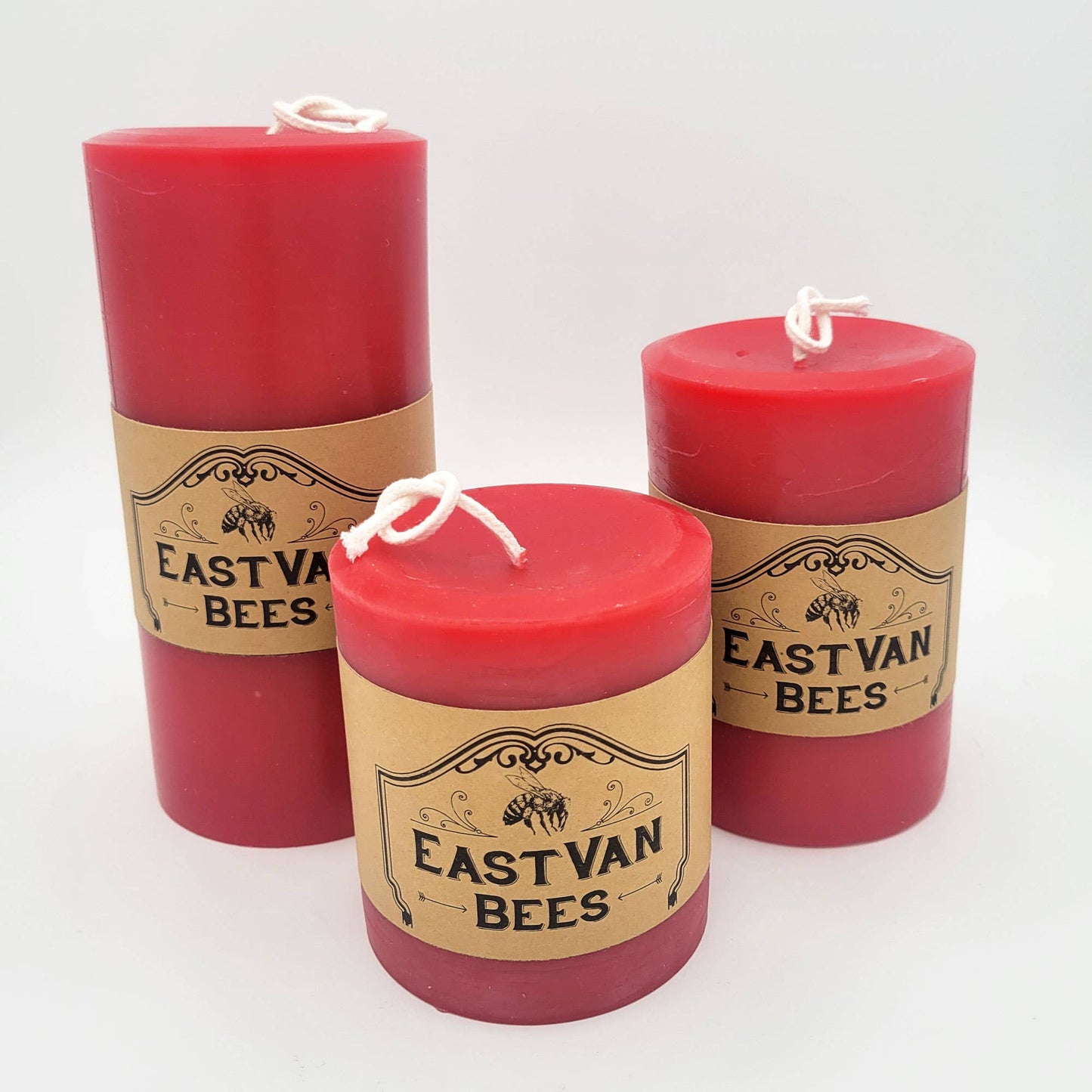 3" Wide 100% Beeswax Pillar Candle - Red color
