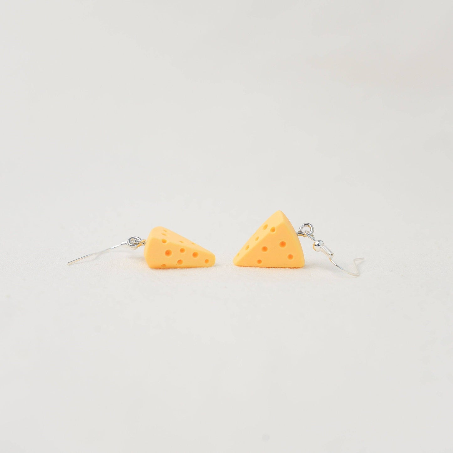 Swiss Cheese Dangle Earrings | Cheese Slice Earrings | Cheese Wedge Earrings | Miniature Jewellery | Silver Drop Earrings | Cheese Earrings