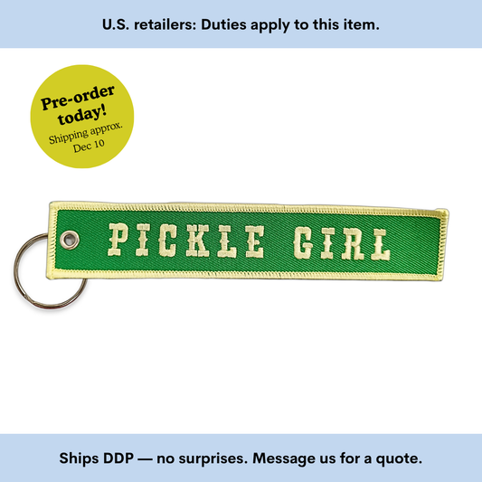 Pickle Girl Embroidered Keychain