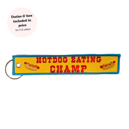 Hotdog Champ Embroidered Keychain