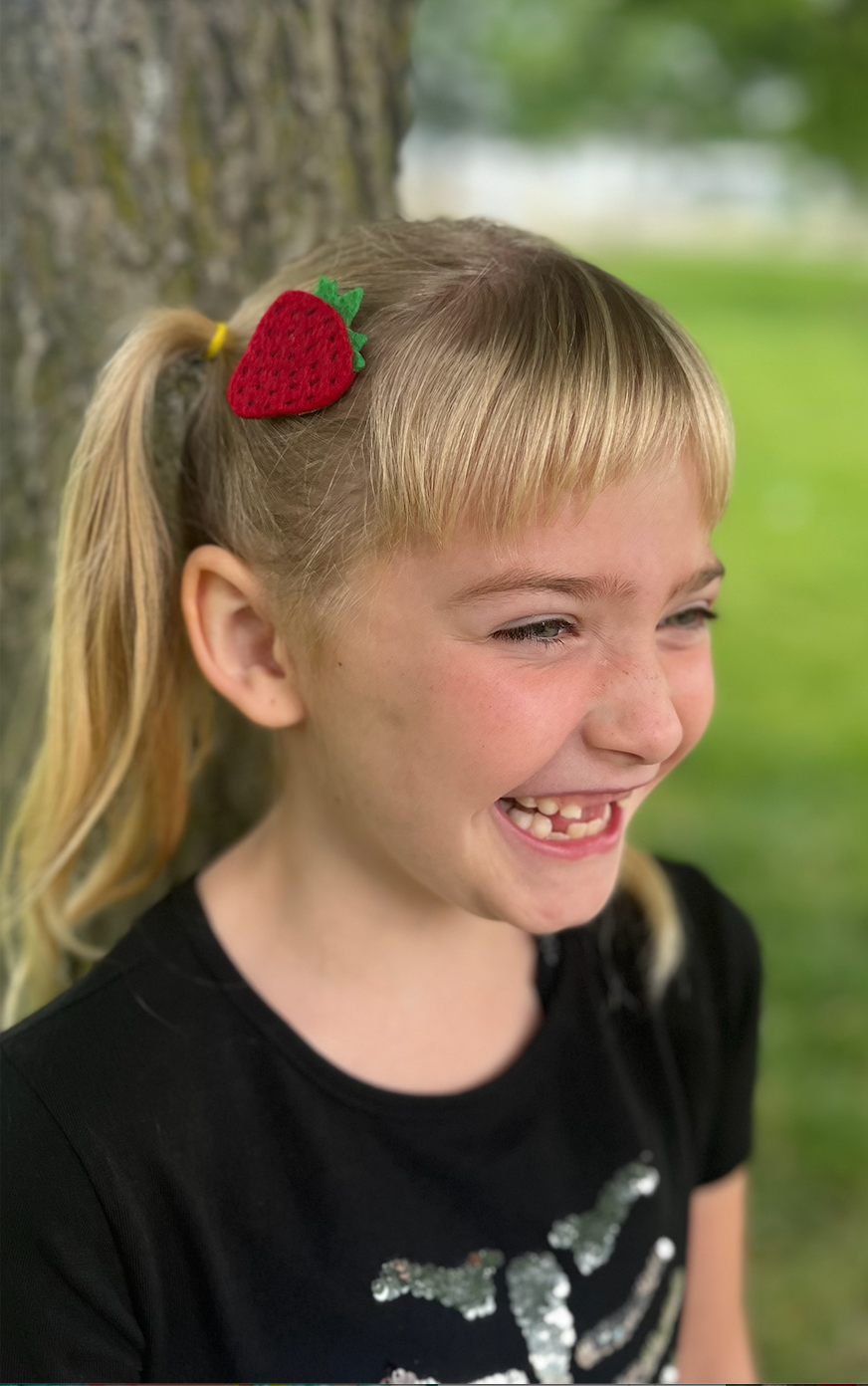 Strawberry Barrettes | Felt Barrettes | Hair Accessories