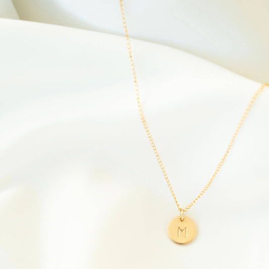 Petite Gold Initial Coin Necklace