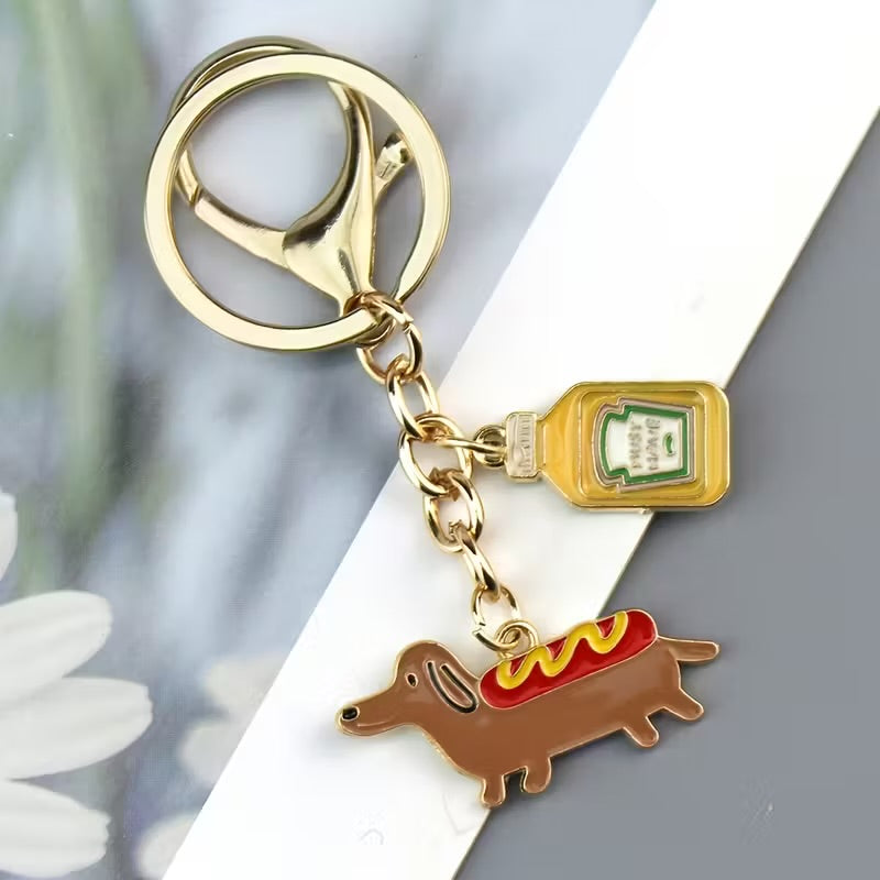 Hotdog and Mustard Keychain