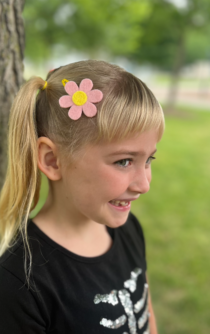Pink Flower Barrettes | Felt Barrettes | Hair Accessories
