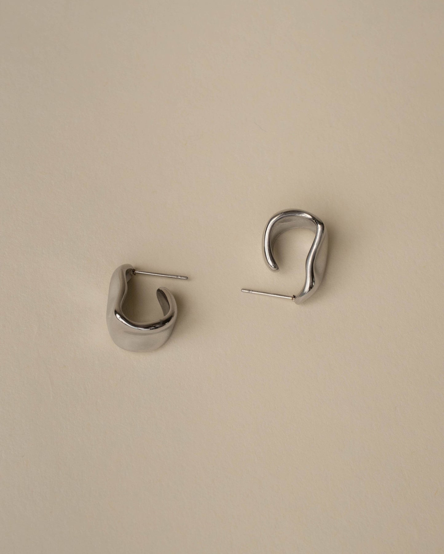 Janessa Chunky Organic Open Hoops Silver