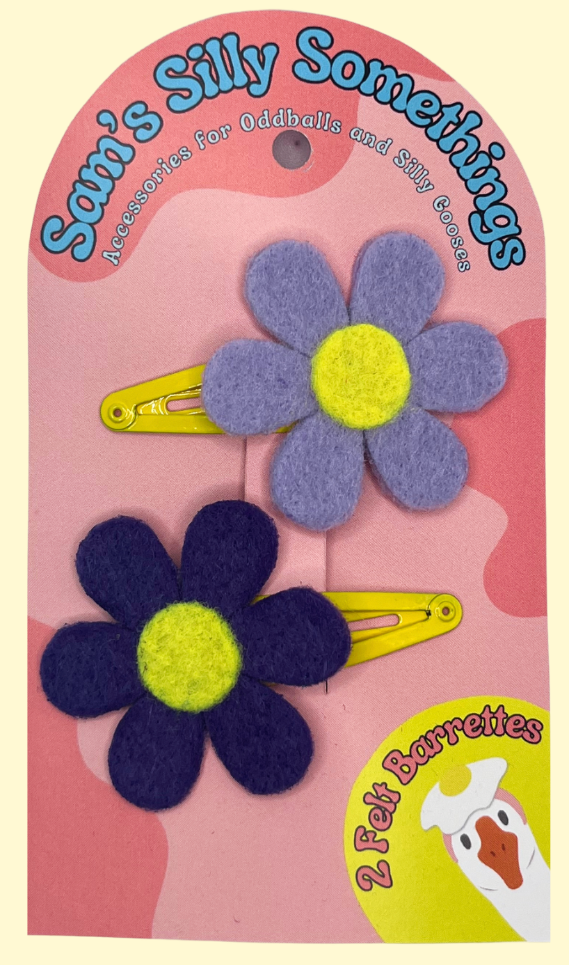 Purple Flower Barrettes | Felt Barrettes | Hair Accessories