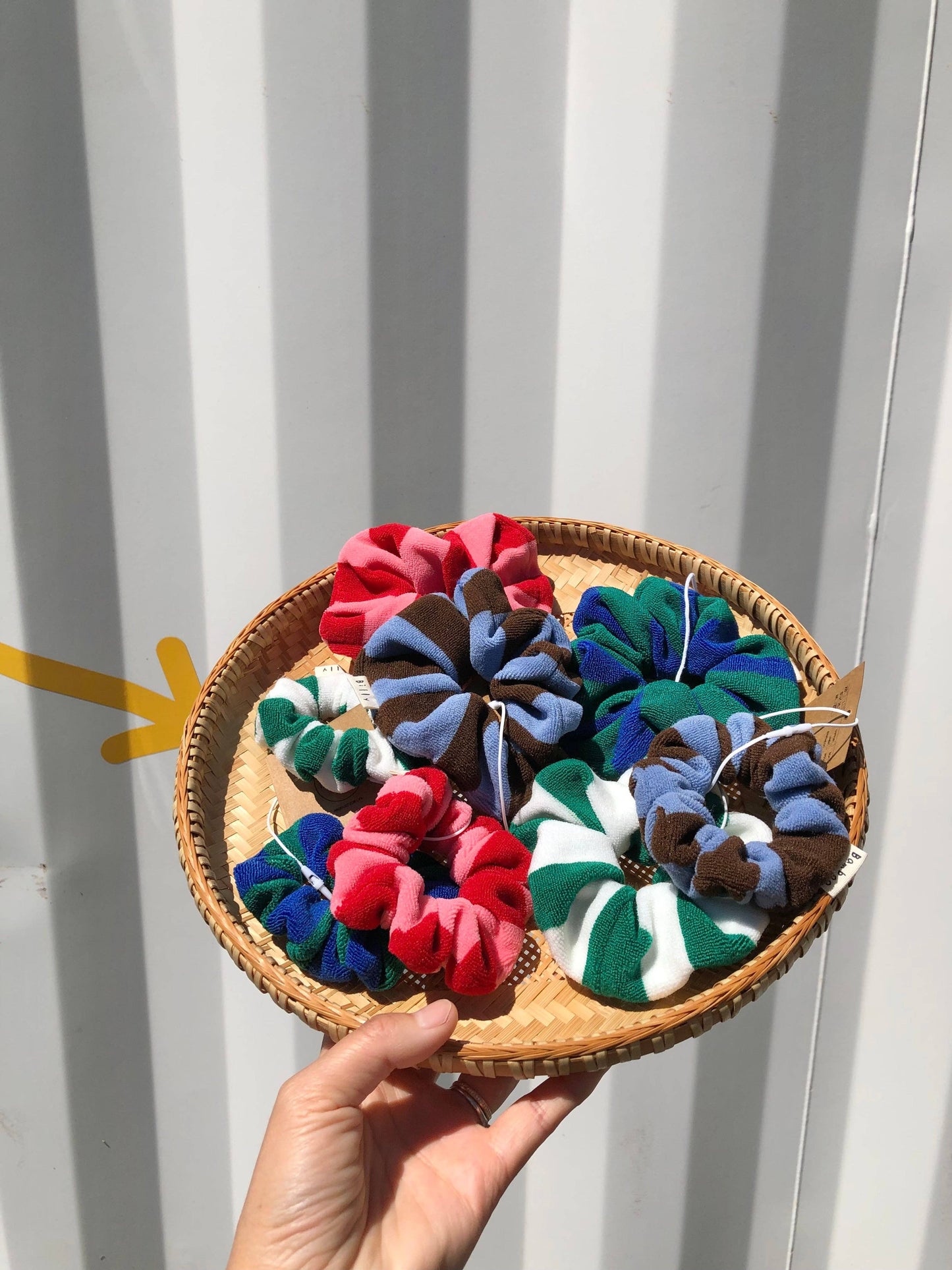 TOWELING STRIPE SCRUNCHIES