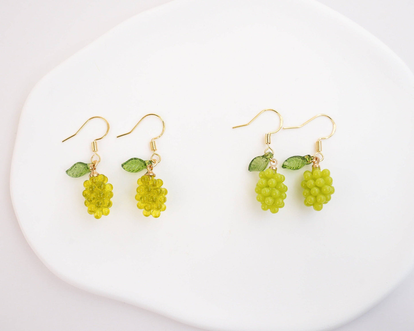 Grape Dangle Earrings | Aesthetic Jewellery | Miniature Fruit Jewelry | 18k Gold Drop Earrings | Gift for Her | Cute Earrings for Friends
