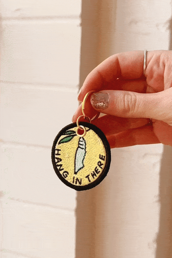 Hang in There (Cocoon) Double-Sided Embroidered Keychain